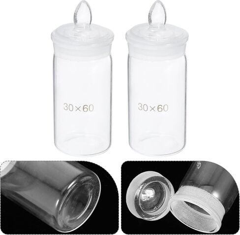 FOMIYES 2 قطعة 30 × 60 مم زجاجات وزن زجاجية لعينات المختبر، زجاجات وزن مختبرية صغيرة مع حامل، حاويات عينات زجاجية طويلة لقياس السائل in Kuwait