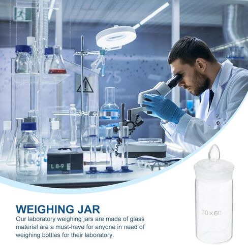 FOMIYES 2 قطعة 30 × 60 مم زجاجات وزن زجاجية لعينات المختبر، زجاجات وزن مختبرية صغيرة مع حامل، حاويات عينات زجاجية طويلة لقياس السائل in Kuwait