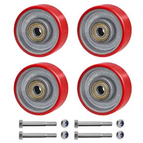 عجلات دوارة من البولي يوريثين مقاس 3 بوصات مع قلب من الحديد الزهر (مجموعة من 4 - سعة إجمالية تبلغ 1400 رطل)، عجلات بديلة صناعية واسعة مقاس 1.25 بوصة للعربات وقواعد المعدات ومناضد العمل in Kuwait