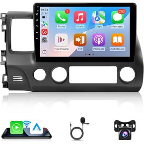 ستيريو سيارة Android 12 لسيارة Honda Civic 2006 2007 2008 2009 2010 2011 Wireless CarPlay Android Auto، شاشة لمس IPS مقاس 10.1 بوصة لراديو السيارة Civic داخل لوحة القيادة ونظام تحديد المواقع GPS بلوتوث WiFi SWC Camrea 2+32G in Kuwait