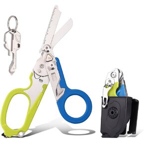 Trauma Shears 6 in1,Outdoor Camping Tools,Emergency Shears,Multi-function Shears,with Strap Cutter and Glass Breaker and Compatible Holster(green-blue) in Saudi Arabia