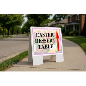 طاولة حلوى عيد الفصح، زهور الربيع، زهور التوليب لأعلى، سهام على شكل حرف A، جانب واحد مقاس 23 × 23 بوصة. in Kuwait