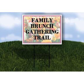 Family Brunch Gathering Trail Spring Flowers Tulips Directional Arrows A-Frame Double Sided 23x23 in. sign in Kuwait