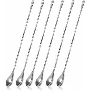 ABK 6PCS 12 Inch Bar Spoon，18/10 Stainless Steel Spiral Pattern Cocktail Stirrers Spoons ，Long Handle Cocktail Mixing Stirrers in Kuwait