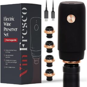 Electric Wine Preserver - Rechargeable Vacuum Saver With Airtight Seal - Automatic Air Remover Pump for 10 Days of Flavor & Freshness - Preservation System (Black & Rose Gold) in Saudi Arabia