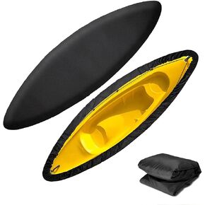 Kayak Cover for Outdoor Storage Waterproof Dustproof Kayak Canoe UV Resistant Fishing Boat Cover - Black (7-8ft) in Kuwait