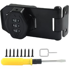 أقفال ميكانيكية بمشبك دوار لكلمة المرور، قفل مجموعة بدون مفتاح مكون من 3 أرقام لأبواب الحظيرة، السقيفة، الخزانة، السياج، الدرج، الخزانة (أسود، 3 بوصة) in Kuwait