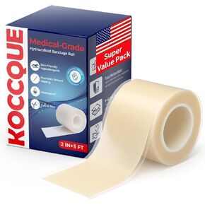 Hydrocolloid Bandages Roll for Wound Care: Medical Grade Hydrocolloid Tape Patch with Self-Adhesive - Cut-to-Size Waterproof Flexible Ultra Absorbent Dressing for Blisters Acne Burns(2in x 5ft) in Saudi Arabia