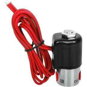 1/8 "NPT صمام الملف اللولبي الكهربائي من الفولاذ المقاوم للصدأ للوقود، 12 فولت تيار مستمر مغلق عادةً فيتون 1/8" NPT داخل/خارج، 100 رطل لكل بوصة مربعة، 0.128 بوصة ممر داخلي، ختم فيتون، أسلاك الرصاص الحمراء in Kuwait