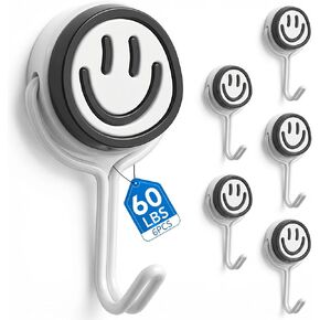 6 PCS Metal Magnetic Hook, 60LBS Heavy Duty with Swivel Swing Magnet Hooks for Cruise Cabins, Hanging, Locker, refrigerator, Office and Kitchen, Outdoor Hooks for Fridge, Storage, Toolbox and Grill in Saudi Arabia