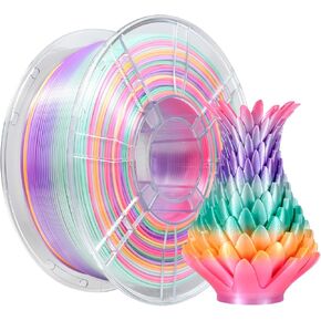 iBOSS Silk Candy Rainbow PLA+ Filament، 1 كجم طابعة ثلاثية الأبعاد PLA Plus Filament 1.75 مم+/ -0.02 مم، تغيير سريع للألوان كل 8 أمتار، مناسب لمعظم طابعات FDM (Silk Candy Rainbow) in Kuwait