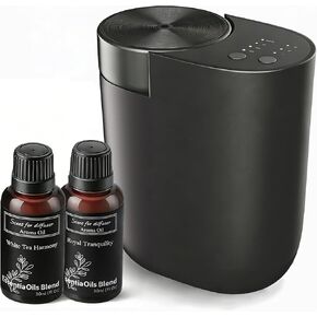 ناشر روائح الزيوت العطرية بدون ماء، ناشر روائح حائط للمنزل، ناشر روائح علاجية بالهواء البارد الهادئ بتغطية 500 قدم مربع، يتضمن 2 × 30 مل من الزيوت المستوحاة من الفنادق (أسود) in Kuwait