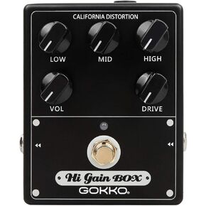 GOKKO Hi-Gain Box Distortion Pedal - California Mesa Boogie Amp Simulation | 5 Control Knobs for Custom Tone Shaping | All-Analog Overdrive | 9V DC Power Supply in Kuwait
