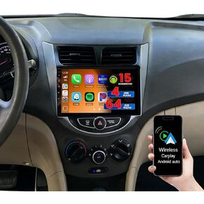 [4+64G] ستيريو سيارة Hikity Android 15 لسيارة Hyundai Accent 2012-2017، شاشة لمس داخلية 9 بوصة، راديو Carplay لاسلكي Android Auto 5G WiFi Bluetooth 5.0 Mirror Link GPS SWC FM/RDS/EQ كاميرا احتياطية + ميكروفون in Kuwait
