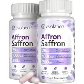 Saffron Supplements Extract for Stress & Mood Support – Affron 28mg, Magnesium Glycinate 1000mg, L-Theanine 200mg – High Absorption, Sleep & Focus Support, Melatonin-Free, 60 Veggie Capsules in Saudi Arabia