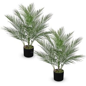 2 Pack Artificial Ficus Tree 4ft Silk Fake Ficus Leaves Plant 120cm Potted Faux Ficus Tree with Decorative Moss Dual Trunks Indoor Outdoor Big Fake Plants with Pot for Home Garden Office Livingroom in Saudi Arabia