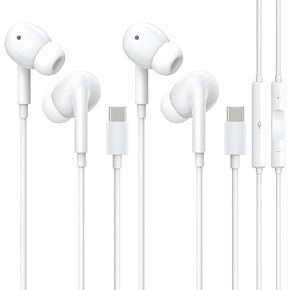 USB C Headphones for iPhone 15/16/17 Pro Max, Type C Headphones Built-in Microphone and Volume Control, Hi-Fi Stereo Noise-Cancelling Earbuds, Wired in Ear Earphones for Galaxy S25 S24 S23 S22 in Saudi Arabia