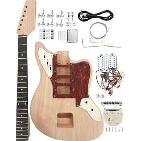 طقم جيتار كهربائي يمكنك صنعه بنفسك، جسم الماهوجني ورقبة الماهوجني، لوحة أصابع من خشب الورد، أجهزة كروم، طقم مبتدئ غير مقطوع، طقم جيتار، قم ببناء الجيتار الخاص بك. in Kuwait