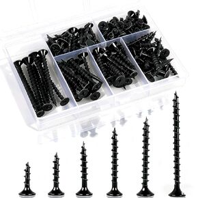 مجموعة متنوعة من البراغي الخشبية 105 قطعة، مجموعة براغي متنوعة للجدران الجافة عالية الصلابة، 6 مقاسات، محرك فيليبس، براغي سوداء صغيرة وطويلة للخشب (2 بوصة، 1-1/2 بوصة، 1-1/4 بوصة، 1 بوصة، 3/4 بوصة، 1/2 بوصة) in Kuwait