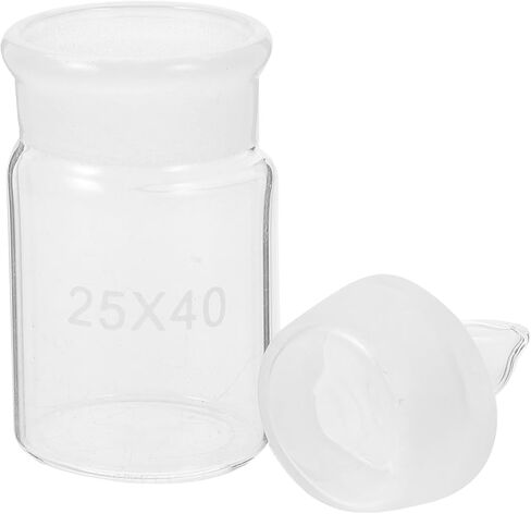 زجاجة وزن زجاجية للمختبرات مقاس 25 × 40 مم مع غطاء، زجاجة عينات للمختبرات العلمية، وعاء زجاجي قوي للوزن الدقيق وتخزين العينات in Kuwait