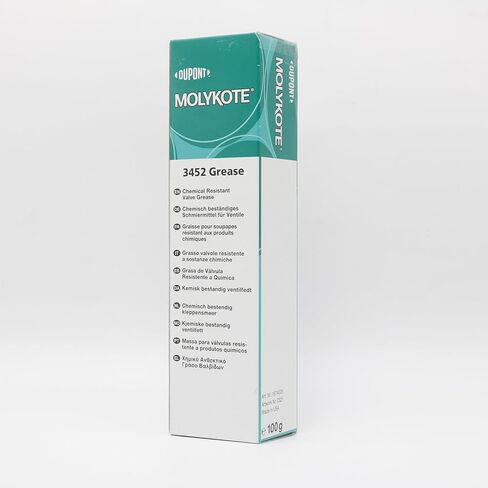 Molykote 3452 100g FS شحم تشحيم لتزييت الصمامات، أبيض مقاوم للمواد الكيميائية، أداء منخفض السرعة، سدادة تحمل سدادة ميكانيكية، حزمة مانعة للتسرب لحمل داو كورنينج in Kuwait