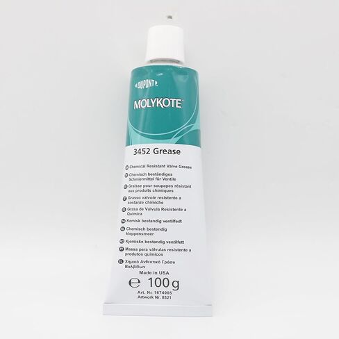 Molykote 3452 100g FS شحم تشحيم لتزييت الصمامات، أبيض مقاوم للمواد الكيميائية، أداء منخفض السرعة، سدادة تحمل سدادة ميكانيكية، حزمة مانعة للتسرب لحمل داو كورنينج in Kuwait