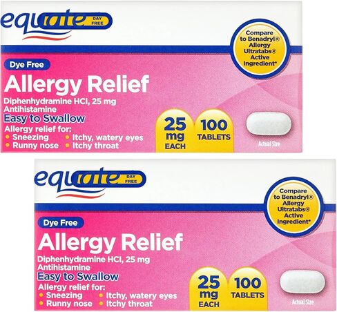Dye-Free Allergy Relief 25 mg, 100ct Tablets (Pack of 2) in Saudi Arabia