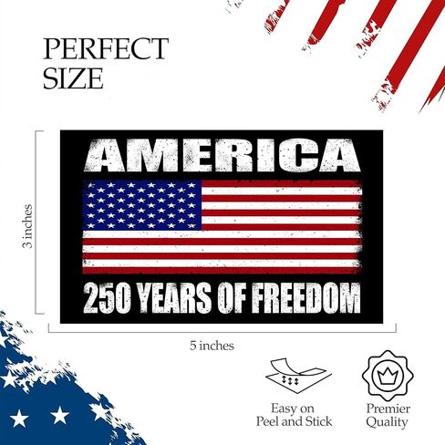 250th Anniversary USA Flag Sticker Bumper Car Decal Patriotic American United States 1776-2026 250 Years Black in Saudi Arabia