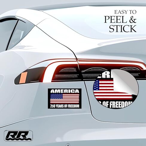 250th Anniversary USA Flag Sticker Bumper Car Decal Patriotic American United States 1776-2026 250 Years Black in Saudi Arabia