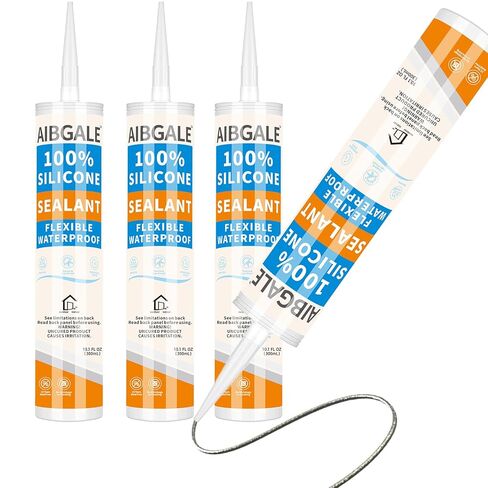 3 Pack Silver 100% Silicone Sealant, Universal Caulking Waterproof RTV Sealant, Stronger Adhesion, Shrink Crack Proof Caulking for Aquarium, Stainless Steel, Aluminum, Basements, 30.3 Oz in Saudi Arabia