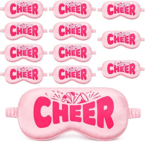 Cuffbow 12 Pcs Cheer Gifts Bulk for Team Silk Eye Mask Sleep Masks Cheerleader Gifts Sleeping Eye Cover with Adjustable Elastic Strap for Women Cheerleading Party Game Cheer Competition (Hot Pink) in Saudi Arabia