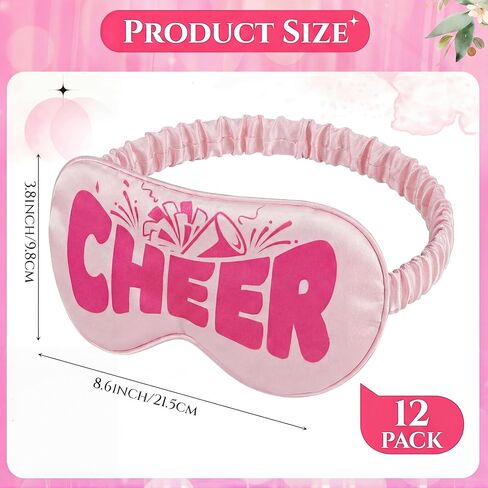 Cuffbow 12 Pcs Cheer Gifts Bulk for Team Silk Eye Mask Sleep Masks Cheerleader Gifts Sleeping Eye Cover with Adjustable Elastic Strap for Women Cheerleading Party Game Cheer Competition (Hot Pink) in Saudi Arabia