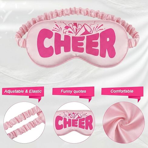 Cuffbow 12 Pcs Cheer Gifts Bulk for Team Silk Eye Mask Sleep Masks Cheerleader Gifts Sleeping Eye Cover with Adjustable Elastic Strap for Women Cheerleading Party Game Cheer Competition (Hot Pink) in Saudi Arabia