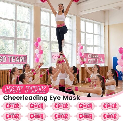 Cuffbow 12 Pcs Cheer Gifts Bulk for Team Silk Eye Mask Sleep Masks Cheerleader Gifts Sleeping Eye Cover with Adjustable Elastic Strap for Women Cheerleading Party Game Cheer Competition (Hot Pink) in Saudi Arabia