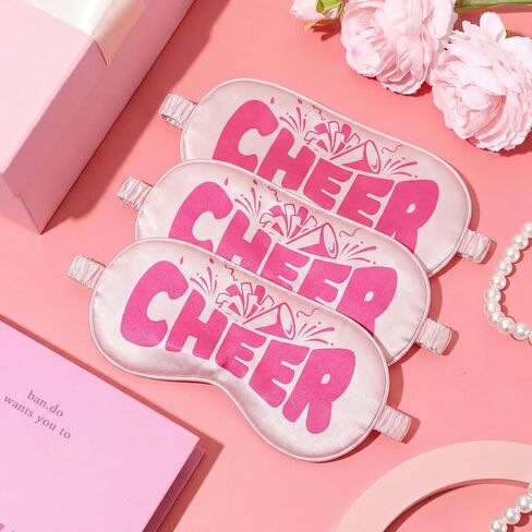 Cuffbow 12 Pcs Cheer Gifts Bulk for Team Silk Eye Mask Sleep Masks Cheerleader Gifts Sleeping Eye Cover with Adjustable Elastic Strap for Women Cheerleading Party Game Cheer Competition (Hot Pink) in Saudi Arabia