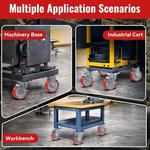 عجلات دوارة من البولي يوريثين مقاس 3 بوصات مع قلب من الحديد الزهر (مجموعة من 4 - سعة إجمالية تبلغ 1400 رطل)، عجلات بديلة صناعية واسعة مقاس 1.25 بوصة للعربات وقواعد المعدات ومناضد العمل in Kuwait