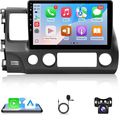 Android 12 Car Stereo for Honda Civic 2006 2007 2008 2009 2010 2011 Wireless CarPlay Android Auto, 10.1" IPS Touch Screen for Civic Car Radio in-Dash GPS Navigation Bluetooth WiFi SWC Camrea 2+32G in Kuwait