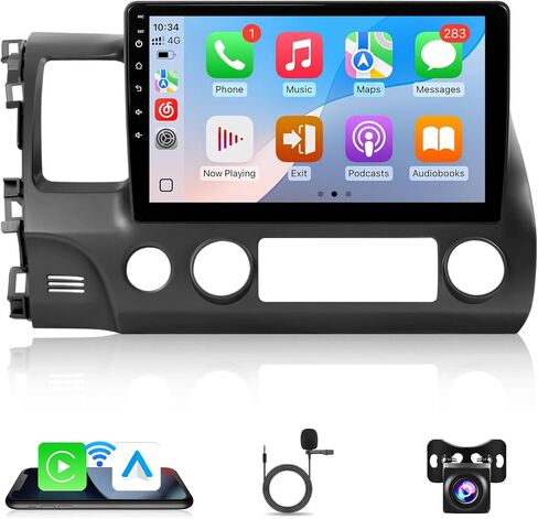 Android 12 Car Stereo for Honda Civic 2006 2007 2008 2009 2010 2011 Wireless CarPlay Android Auto, 10.1" IPS Touch Screen for Civic Car Radio in-Dash GPS Navigation Bluetooth WiFi SWC Camrea 2+32G in Kuwait