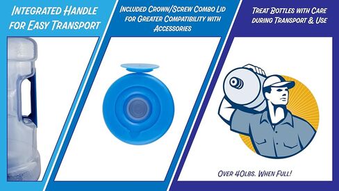 New Wave Enviro BPA Free PET Bottle, 5-Gallon Capacity, Screw Top, Designed for Durability with Integrated Handle, Blue Color in Kuwait