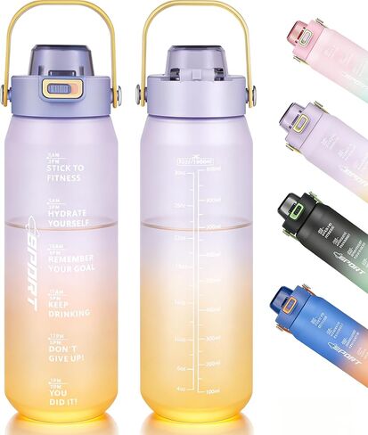 Gulex Water Bottle 32oz - Leakproof & BPA Free Sports Water Bottle Carry Strap for Gym, Travel and Outdoor Sports (Stainless steel insulation-Pink) in Kuwait