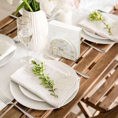 FoldTier Mosaic Mother of Pearl Inlay Napkin Holder Modern Napkin Holder for Bedroom Bathroom or Office Table and Countertop Decoration in Saudi Arabia