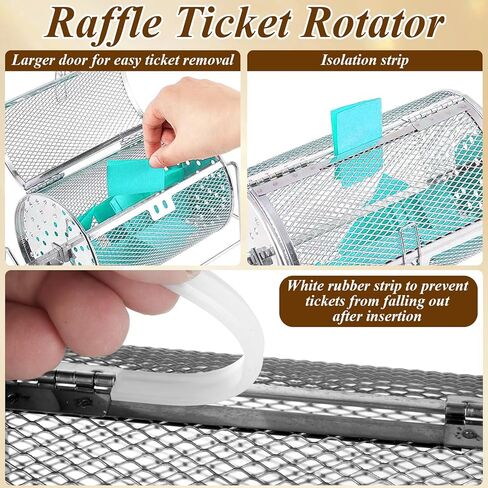 STARVAST 7" X 4.7" Small Raffle Drum, Upgraded Silver Ticket Spinner Holds 600 Tickets, Raffle Wheel Spinner with Stand Drum Cage for Games Events in Saudi Arabia