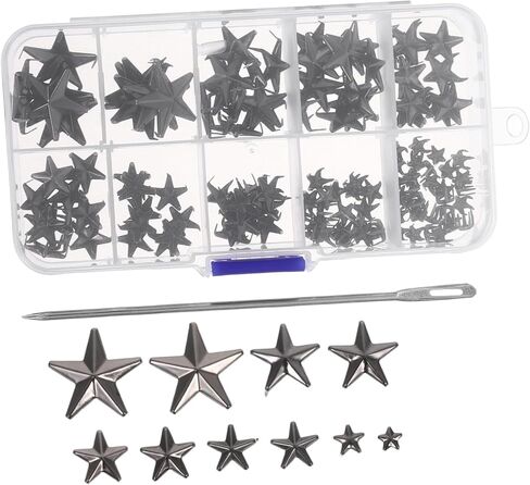 SHINEOFI 1 Set Star Shape Studs: Five-Pointed Studs with Storage Box & Awl for DIY Crafts – Decorative Metal Rivets for Clothing Shoes Handbags in Saudi Arabia