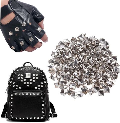 Veemoon 400Pcs Four Jaw Square Rivets Silver Metal DIY Studs for Crafts Clothing Shoes Bags and Accessories for Unique Designs and in Saudi Arabia