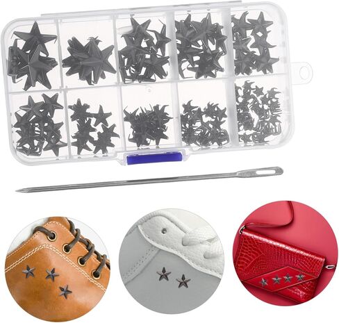 Gadpiparty 1 Set Metal Star Rivets: Small Decorative Metal Star Studs with Awl & Box Packaging– Unique Rivets for Suitcase Hats Clothing Dressmaking in Saudi Arabia