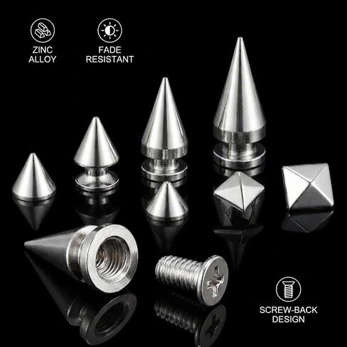 700 Pcs Punk Spikes and Studs Kit, Secure Screw-Back Leather Rivets for Crafts, Mixed 8 Size Cone Spikes and Square Pyrami Studs DIY Decoration for Biker Jackets, Shoes & Dog Collars in Saudi Arabia