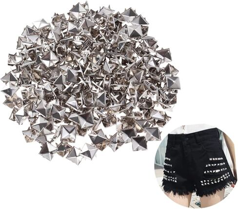 FOMIYES 200pcs Silver Square Rivet Metal Studs for DIY Punk Clothing Accessories 10mm Spikes for Shoes Belts and Craft Projects in Saudi Arabia