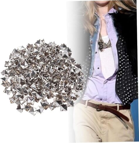 FOMIYES 200pcs Silver Square Rivet Metal Studs for DIY Punk Clothing Accessories 10mm Spikes for Shoes Belts and Craft Projects in Saudi Arabia