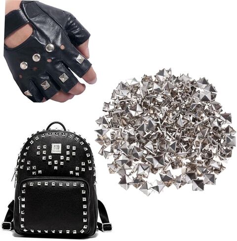 FOMIYES 200pcs Silver Square Rivet Metal Studs for DIY Punk Clothing Accessories 10mm Spikes for Shoes Belts and Craft Projects in Saudi Arabia