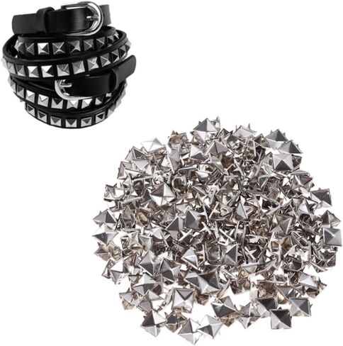 FOMIYES 200pcs Silver Square Rivet Metal Studs for DIY Punk Clothing Accessories 10mm Spikes for Shoes Belts and Craft Projects in Saudi Arabia